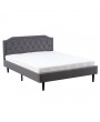 Upholstered Bed with Diamond Buckle Decoration, Linen Dark Gray Queen