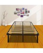 79*59*14 Wooden Bed Slat and Metal Iron Stand Queen Size Iron Bed Black