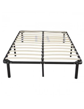 74*53*14 Wooden Bed Slat and Metal Iron Stand Full Size Iron Bed Black