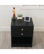 40 x 36 x 47cm Round Handle Night Stand with Two Drawer Black