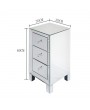 Modern and Contemporary Mirrored 3-Drawers Nightstand Bedside Table