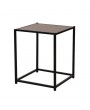 Rustic Iron Frame Wood Grain Veneer Surface Side Table End Table Sapele Color
