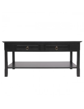 FCH Simple Two Solid Wood Foot End Table Black