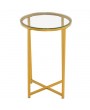 [40.5 x 40.5 x 61]cm Simple Cross Foot Single-Layer Glass Round Edge Table 40.5 Round Gold