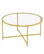 [90 x 90 x 45]cm Simple Cross Foot Single Layer Round Edge Table 90 Round Gold