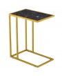[30 x 48 x 61]cm Marble Simple C-shaped Side Table Black