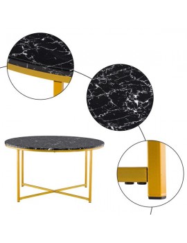 [90 x 90 x 48.5]cm Marble Simple 90 Round Coffee Table Black