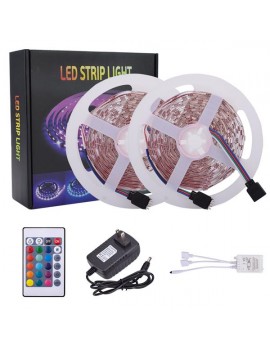 12V 10M Dual-Disk SMD 2835 Lamp Beads 300 Lamp-RGB-IR44-Non-Waterproof And Non-Glue 24-Key Light Strip Set (40W White Light Board)