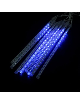 8Pcs/Set 30cm Meteor Rain Tube Lights 144 LED Bright Falling String Lamps Decor Blue US Plug 110‑240V