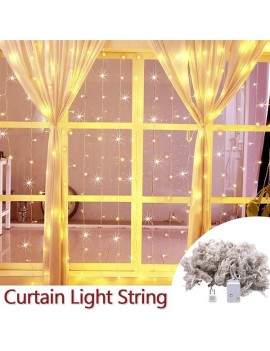9M x 3M 900-LED Warm White Light Romantic Christmas Wedding Outdoor Decoration Curtain String Light US Standard Warm White ZA000934