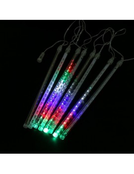 8Pcs/Set 30cm Meteor Rain Tube Lights 144 LED Bright Falling String Lamps Decor Colorful US Plug 110‑240V