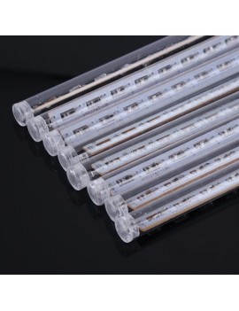 8Pcs/Set 30cm Meteor Rain Tube Lights 144 LED Bright Falling String Lamps Decor White US Plug 110‑240V