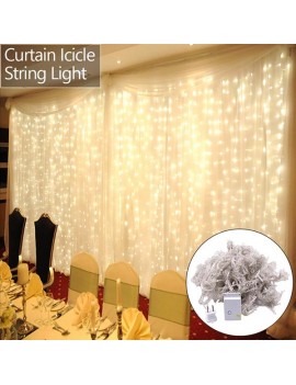 6M x 3M 600-LED Warm White Light Romantic Christmas Wedding Outdoor Decoration Curtain String Light US Standard Warm White ZA000932
