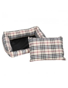 22" Pet Bed Dog Mat Cat Pad Plaid Khaki for Cats & Small Dogs
