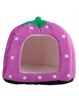 Soft Cotton Cute Strawberry Style Multi-purpose Pets Dog Cat House Nest Yurt Size M Purple
