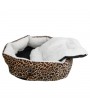 [US-W]Soft Cotton Pet Dog Puppy Warm Waterloo Bed Nest with Pad Size S Leopard Print Brown