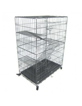 Large Folding Collapsible Pet Cat Wire Cage Indoor Outdoor Playpen Vacation Size L Silver