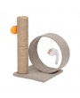 13" Cat Climb Holder Tower Cat Tree Linen Circular Ring with Toys Beige Brown