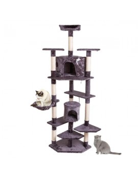 80" Solid Cute Sisal Rope Plush Cat Climb Tree Cat Tower Gray