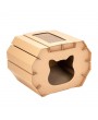 [US-W]Cat Scratch Board Scratcher Cardboard House Corrugated Paper Ears Shaped Durable Scratching Assembled Kitten with Pad for Indoor Kitty Recyclable Carton
