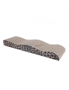 Cute Wave Shape Dual Sides Corrugated Paper Pet Cat Toy Cat Claw-grinding Plate with Catnip Leopard