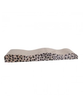 Cute Wave Shape Dual Sides Corrugated Paper Pet Cat Toy Cat Claw-grinding Plate with Catnip Leopard