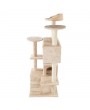 52" Solid Cute Sisal Rope Plush Cat Climb Tree Cat Tower Beige