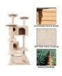 52" Solid Cute Sisal Rope Plush Cat Climb Tree Cat Tower Beige