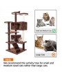 52" Solid Cute Sisal Rope Plush Cat Climb Tree Cat Tower Brown