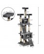 66" Sisal Hemp Cat Tree Tower Condo Furniture Scratch Post Pet House Play Kitten with Cozy Perches Grey