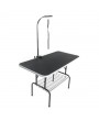 48" Foldable Pet Grooming Table with Mesh Tray and Adjustable Arm Silver Base with Black Table
