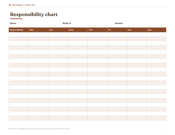 Preview of Weekly Responsibility Chart for Kids